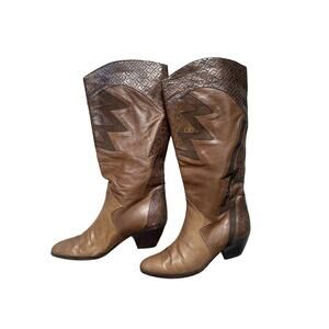 Vintage Cowgirl Boots Womens 6 Leather Western Cowboy Rodeo Brown Made in Italy